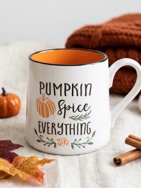 Over Sized Pumpkin Spice Everything Ceramic Mug - White with Orange Interior